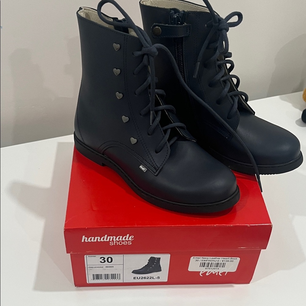 Handmade navy Lace-Up Boots